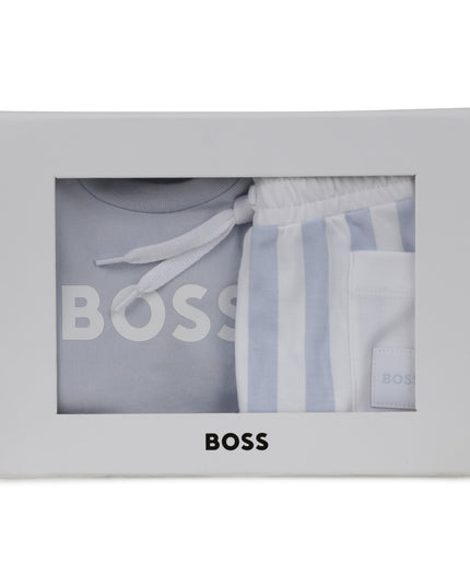 kids atelier boss Light Blue Striped Baby Set