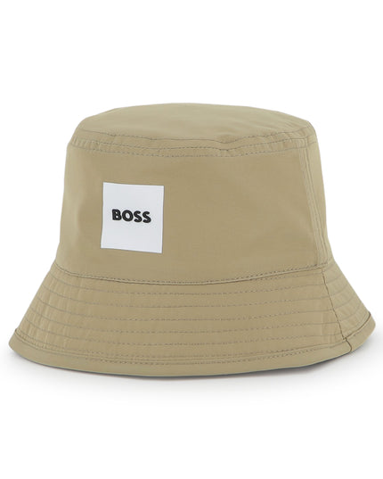 kids atelier boss White & Beige Reversible Bucket Hat