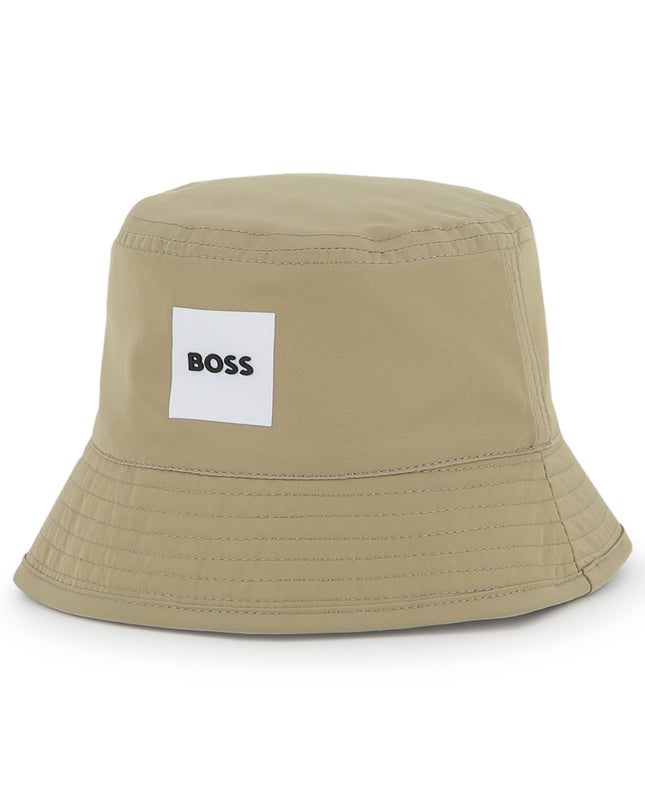 kids atelier boss White & Beige Reversible Bucket Hat