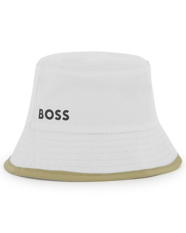 kids atelier boss White & Beige Reversible Bucket Hat