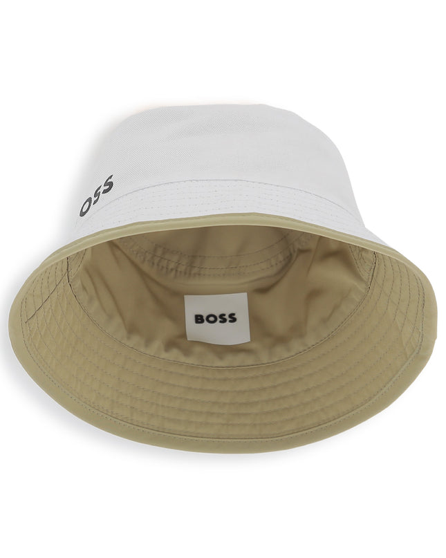 kids atelier boss White & Beige Reversible Bucket Hat