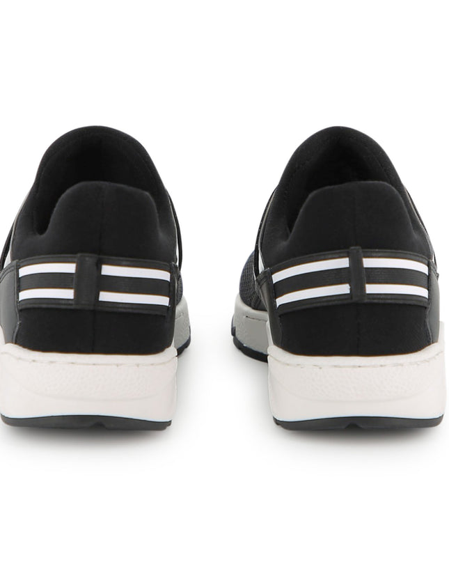 kids atelier boss Black Logo Strap Slip-On Sneakers