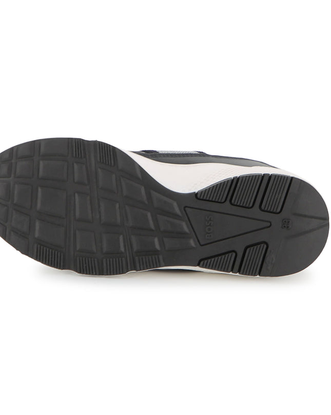 kids atelier boss Black Logo Strap Slip-On Sneakers