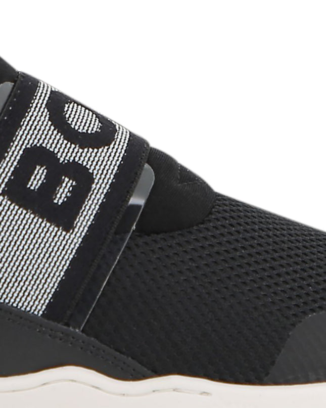 kids atelier boss Black Logo Strap Slip-On Sneakers