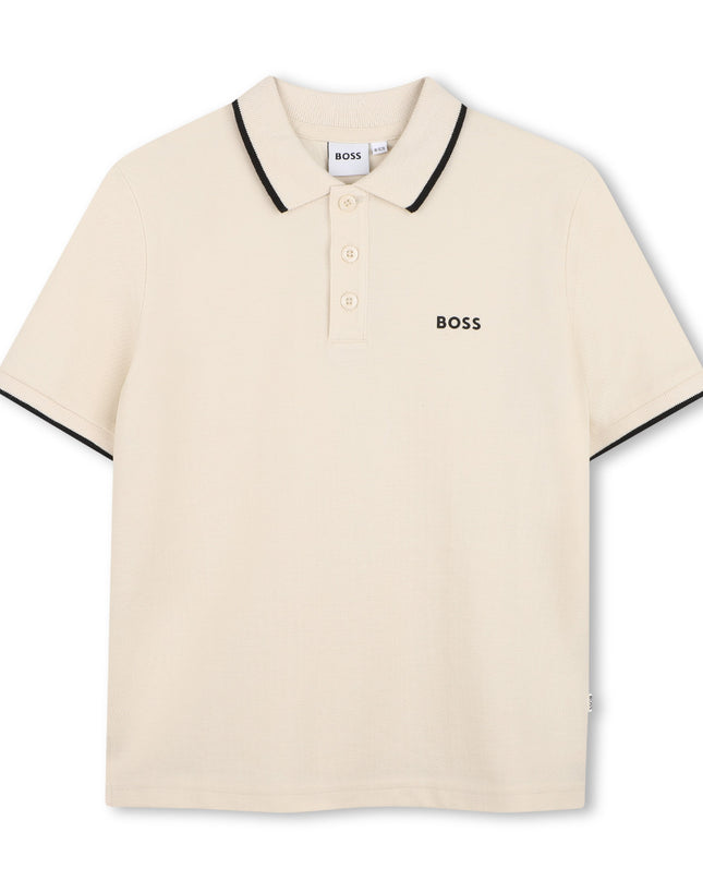 kids atelier boss Sand Tipped Piqué Polo Shirt