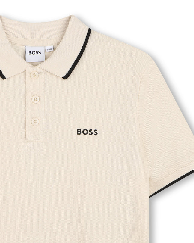 kids atelier boss Sand Tipped Piqué Polo Shirt