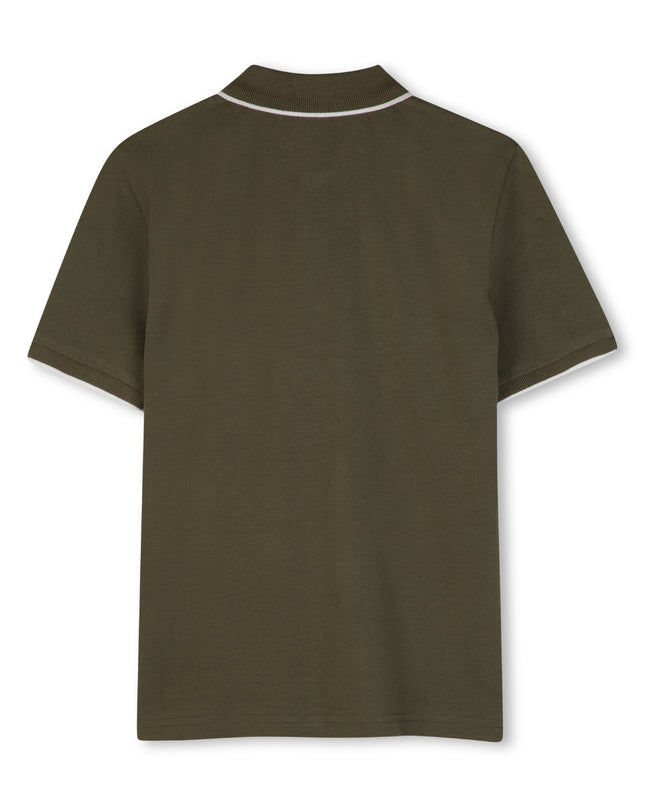 kids atelier boss Olive Night Tipped Piqué Polo Shirt