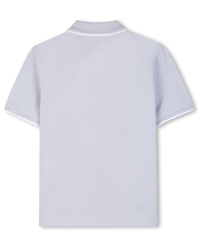 kids atelier boss Pale Blue Tipped Piqué Polo Shirt