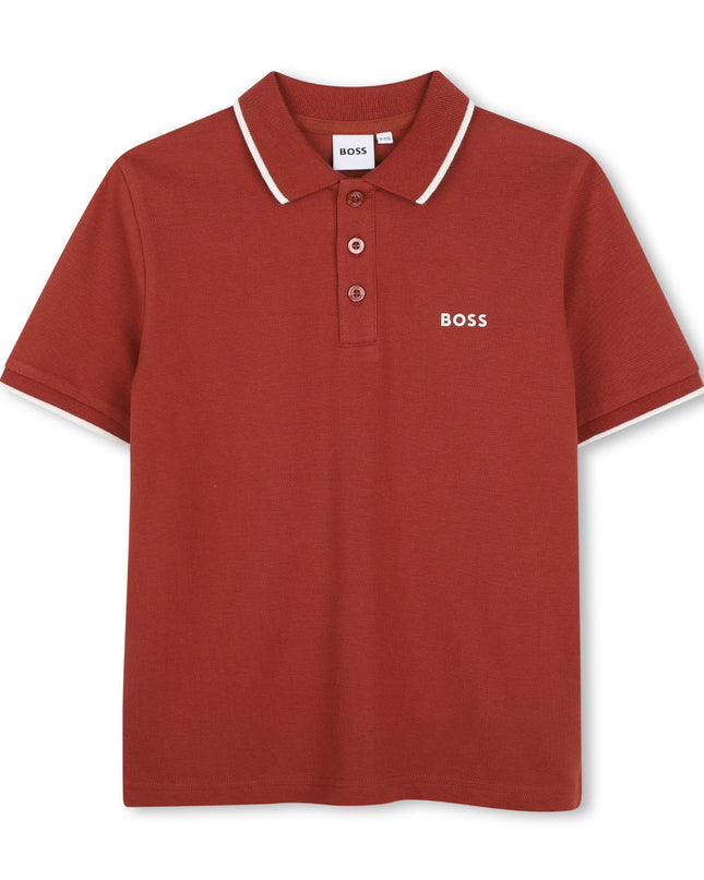 kids atelier boss Crimson Tipped Piqué Polo Shirt
