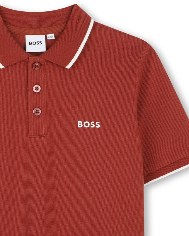 kids atelier boss Crimson Tipped Piqué Polo Shirt