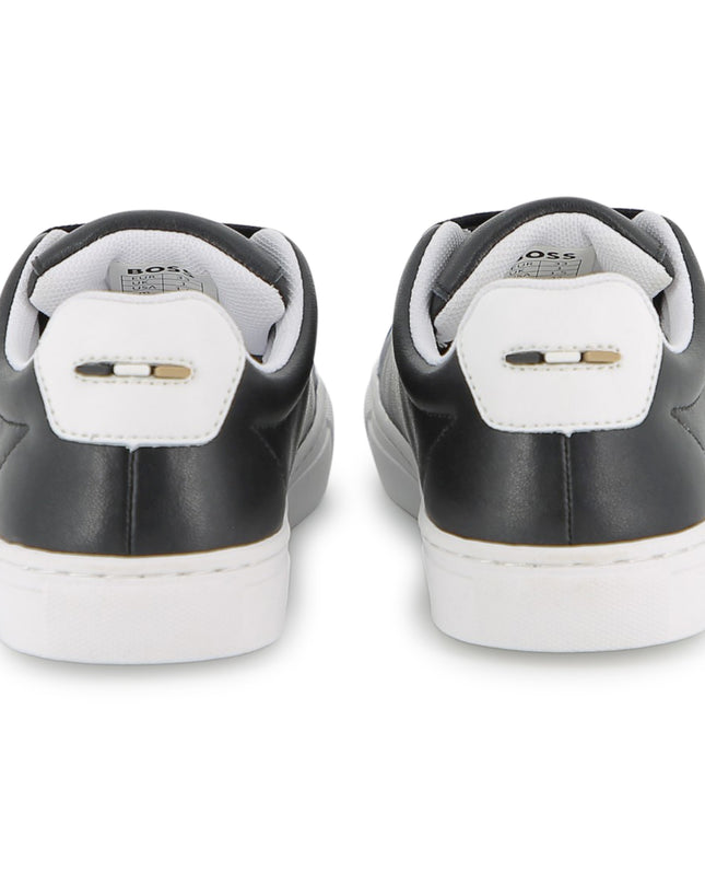 kids atelier boss Black Low-Top Leather Sneakers