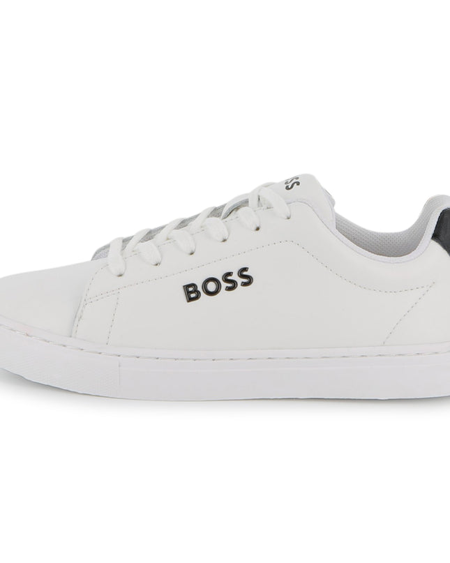 kids atelier boss White Low-Top Leather Sneakers