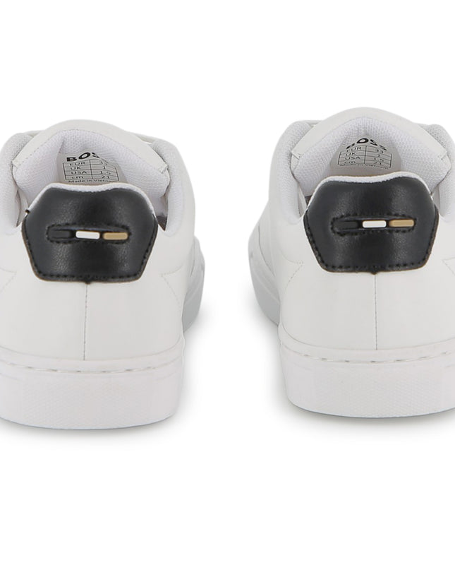kids atelier boss White Low-Top Leather Sneakers