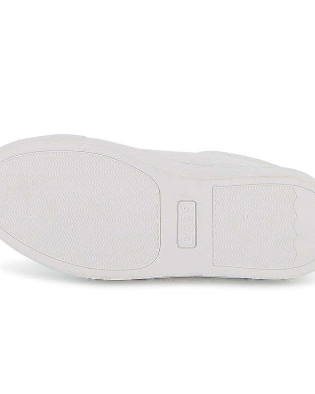 kids atelier boss White Low-Top Leather Sneakers