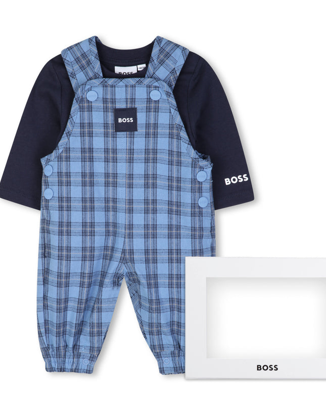 kids atelier boss Blue Logo Baby Overall Set