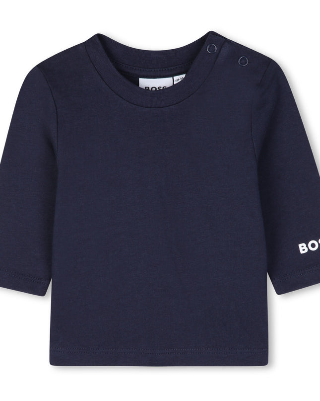 kids atelier boss Blue Logo Baby Overall Set
