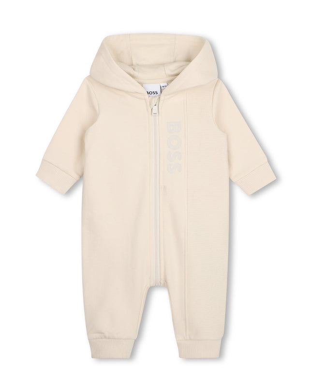 kids atelier boss Beige Logo Baby Hooded Onesie