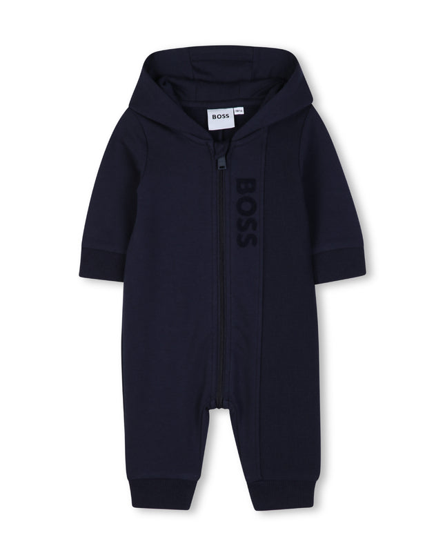 kids atelier boss Navy Logo Baby Hooded Onesie