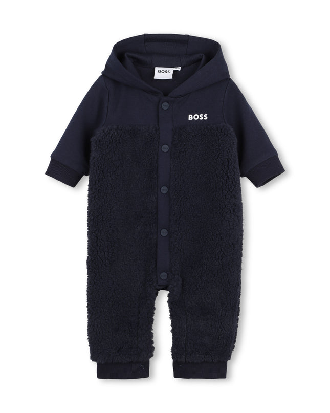 kids atelier boss Navy Logo Baby Hooded Overall