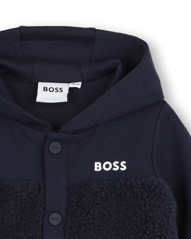 kids atelier boss Navy Logo Baby Hooded Overall