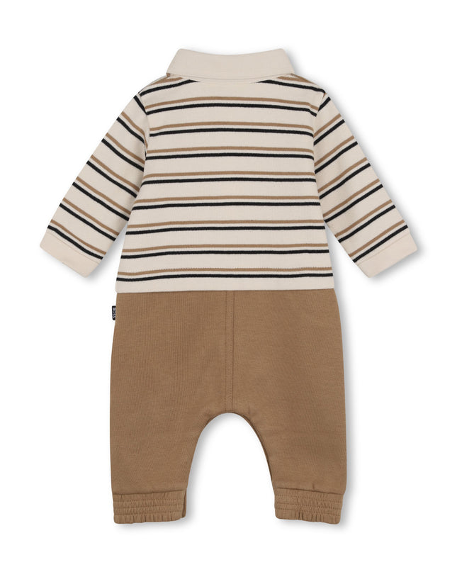 kids atelier boss Beige Logo Baby One-Piece Set