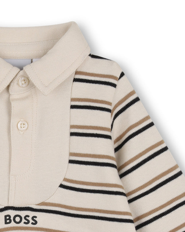 kids atelier boss Beige Logo Baby One-Piece Set