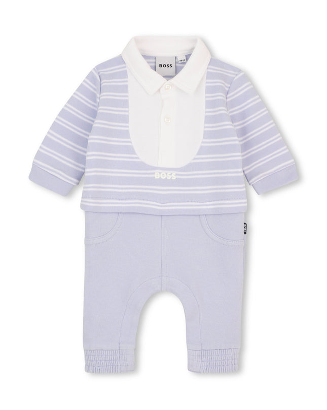 kids atelier boss Pale Blue Logo Baby One-Piece Set