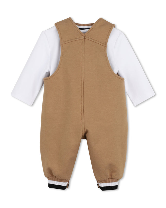 kids atelier boss Beige Logo Baby Overall Set