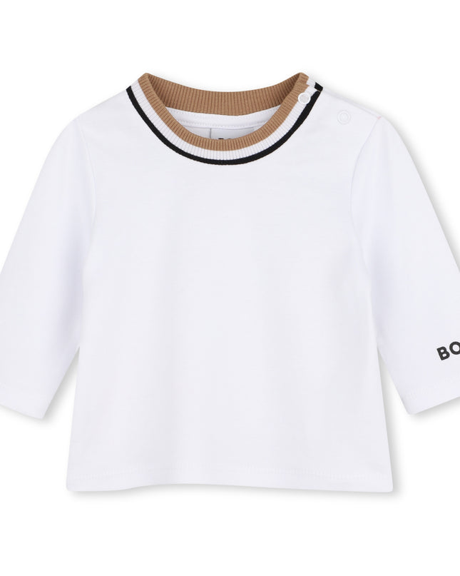 kids atelier boss Beige Logo Baby Overall Set