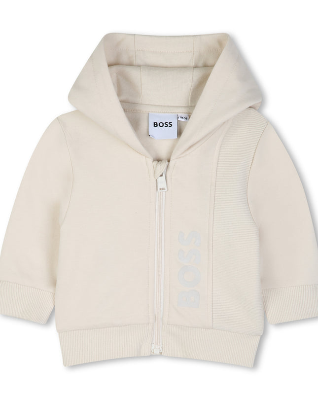 kids atelier boss Beige Logo Baby Hoodie Set