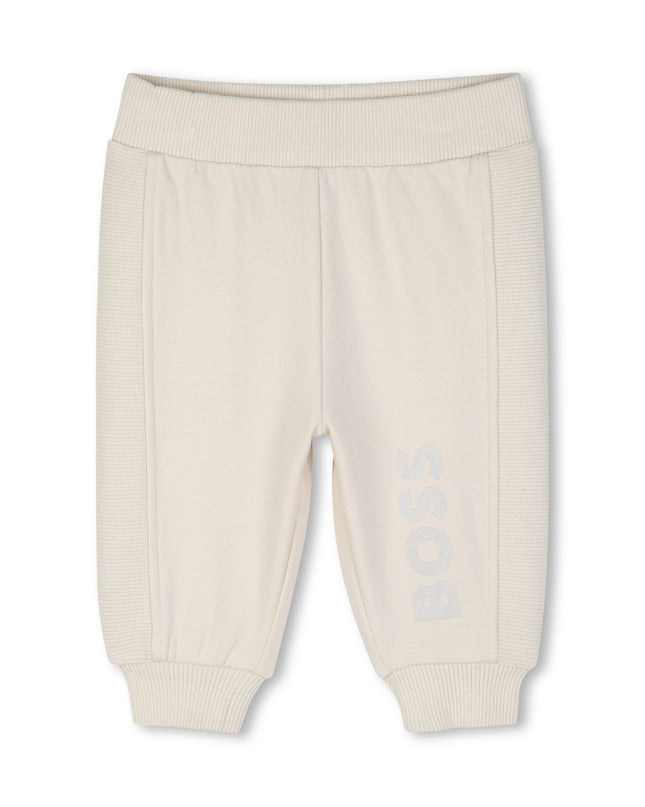 kids atelier boss Beige Logo Baby Hoodie Set