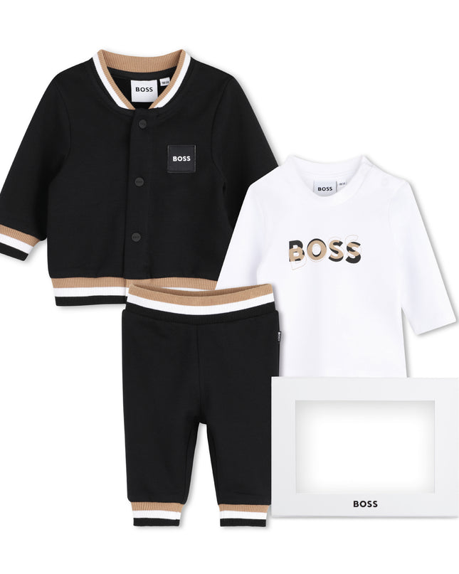 kids atelier boss Black Logo Baby Jacket Set