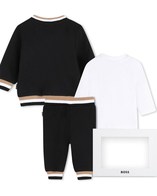 kids atelier boss Black Logo Baby Jacket Set