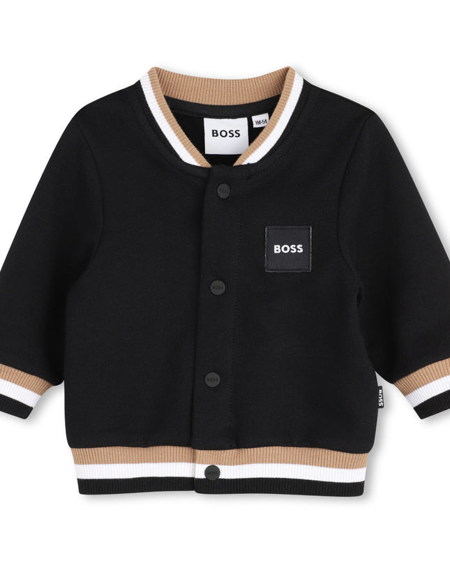 kids atelier boss Black Logo Baby Jacket Set