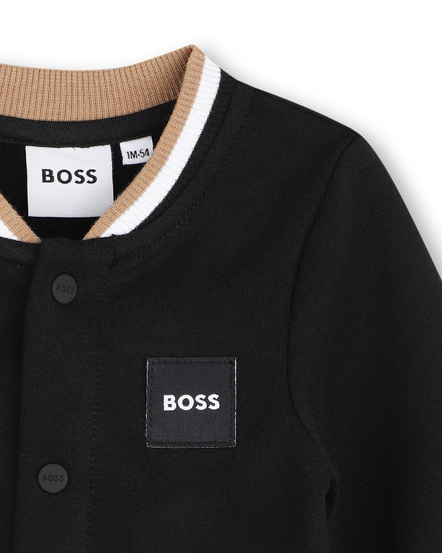 kids atelier boss Black Logo Baby Jacket Set