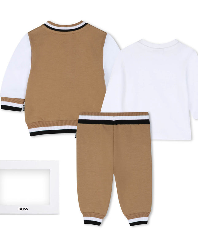 kids atelier boss Beige Logo Baby Jacket Set
