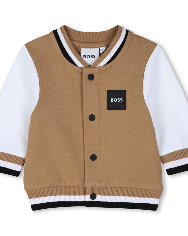 kids atelier boss Beige Logo Baby Jacket Set