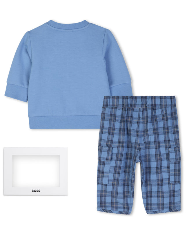 kids atelier boss Blue Baby Sweatshirt & Pants Set