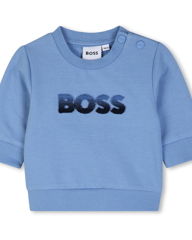 kids atelier boss Blue Baby Sweatshirt & Pants Set