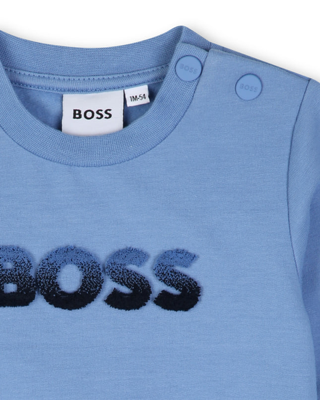 kids atelier boss Blue Baby Sweatshirt & Pants Set