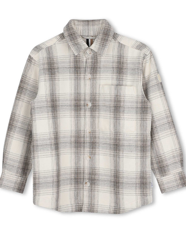 Ivory Checked Twill Long-Sleeved Shirt