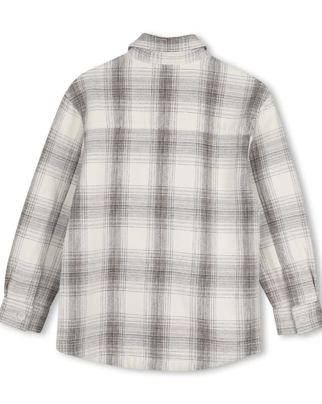 kids atelier boss Ivory Checked Twill Long-Sleeved Shirt