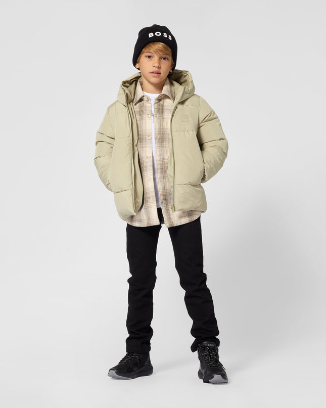 kids atelier boss Ivory Checked Twill Long-Sleeved Shirt