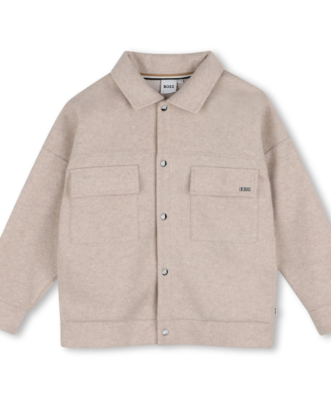 kids atelier boss White Marl Mottled Flannel Jacket