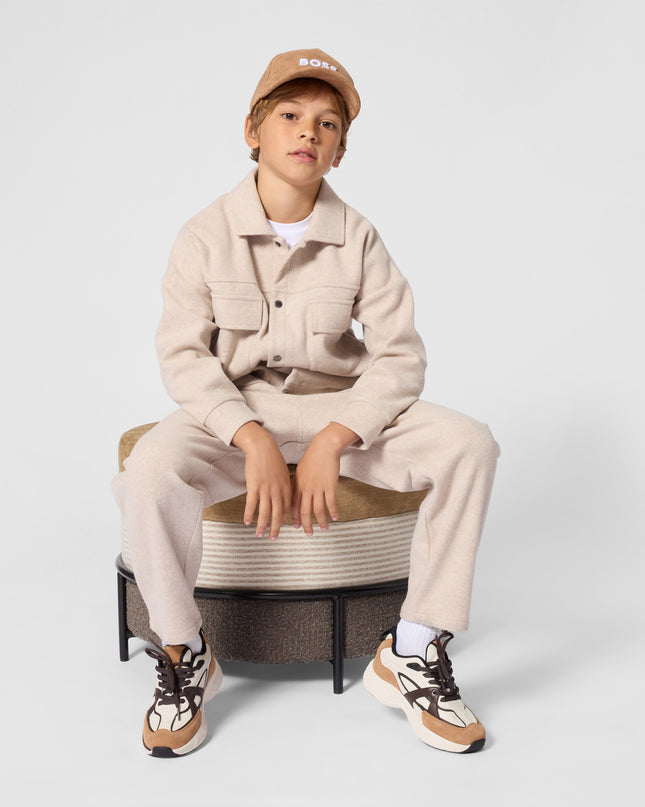 kids atelier boss White Marl Mottled Flannel Jacket