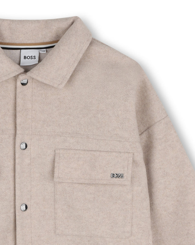 kids atelier boss White Marl Mottled Flannel Jacket