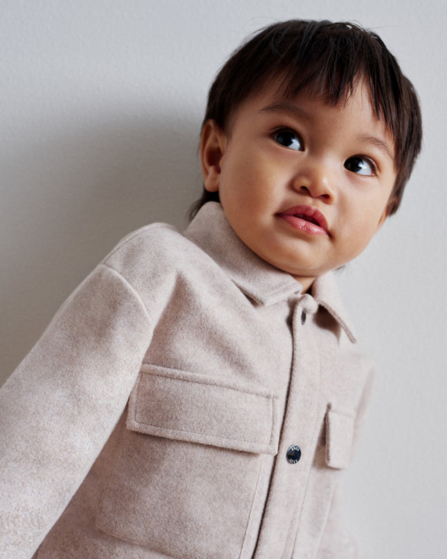 kids atelier boss White Marl Mottled Flannel Jacket