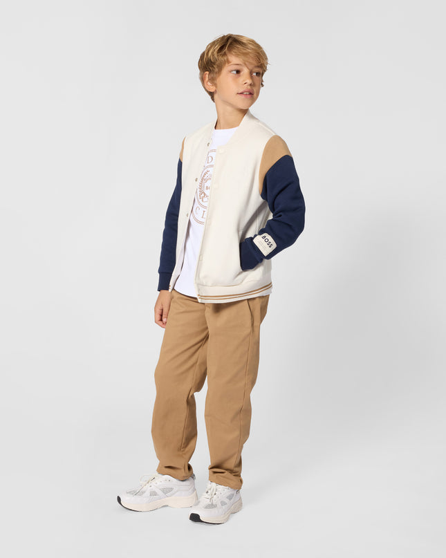 kids atelier boss Ivory Varsity-Style Cardigan Jacket
