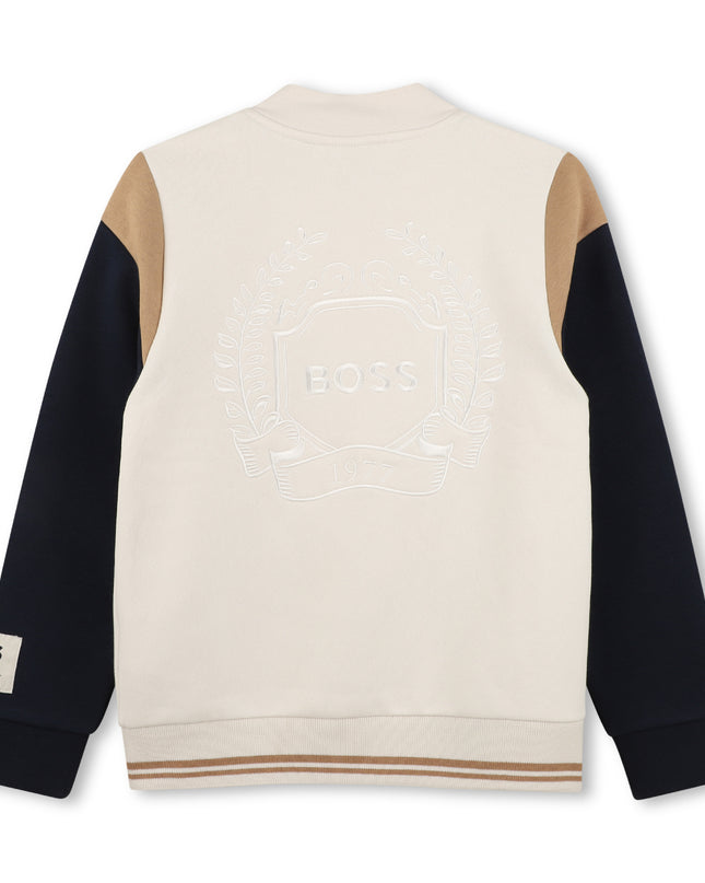 kids atelier boss Ivory Varsity-Style Cardigan Jacket
