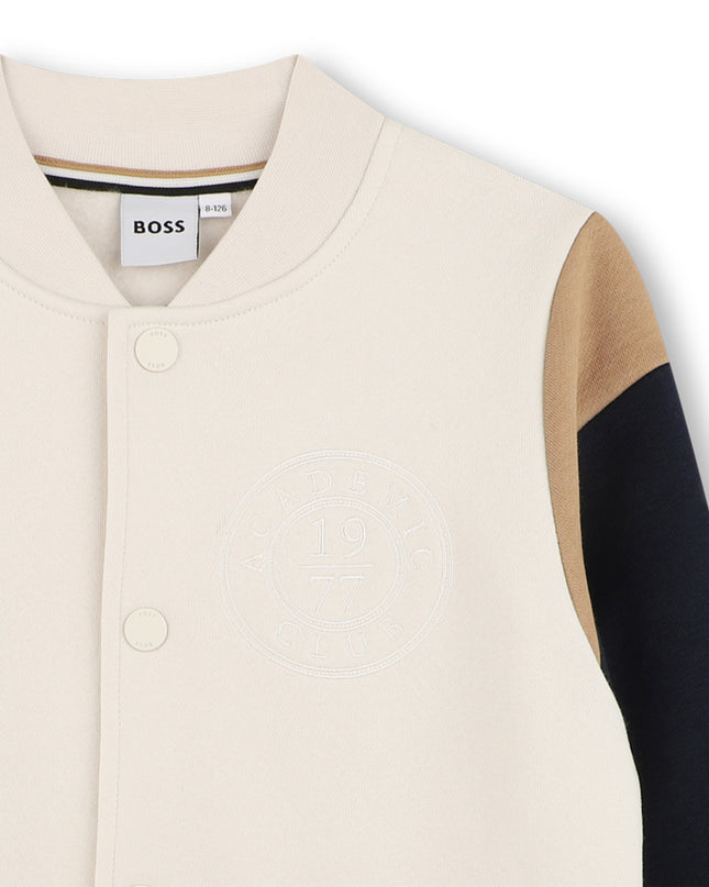 kids atelier boss Ivory Varsity-Style Cardigan Jacket